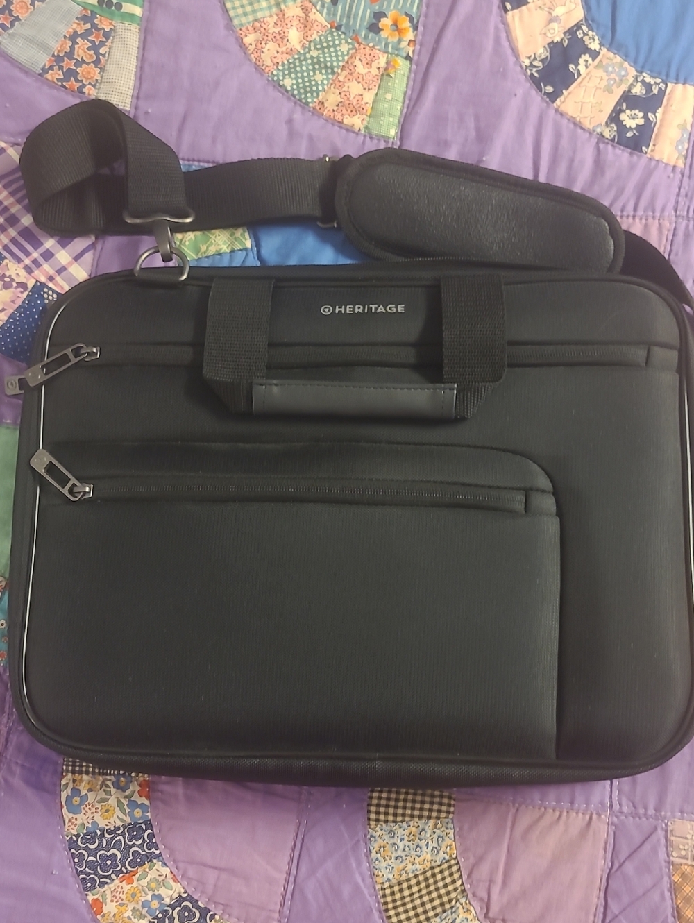 Heritage Black Laptop Briefcase with Shoulder Strap